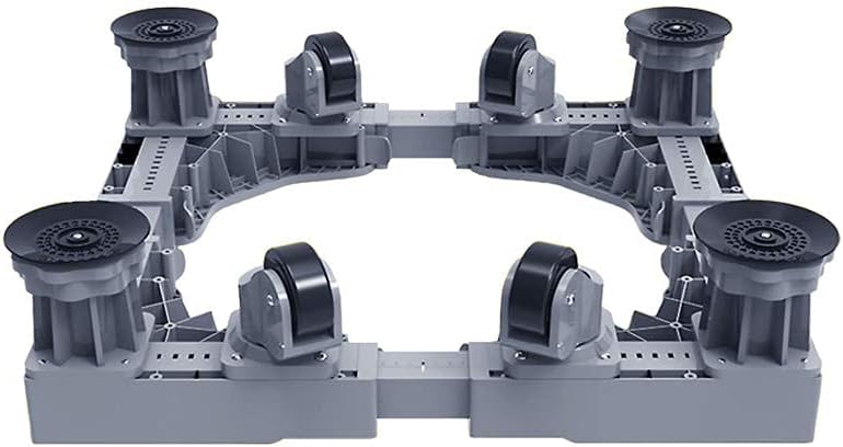 Adjustable Washing Machine Base Washing Machine Stand Base Universal Mobile Base Fridge Stand with 4 Double Wheels Adjustable Washing Machine Trolley 47-68cm Anti-Vibration Dr