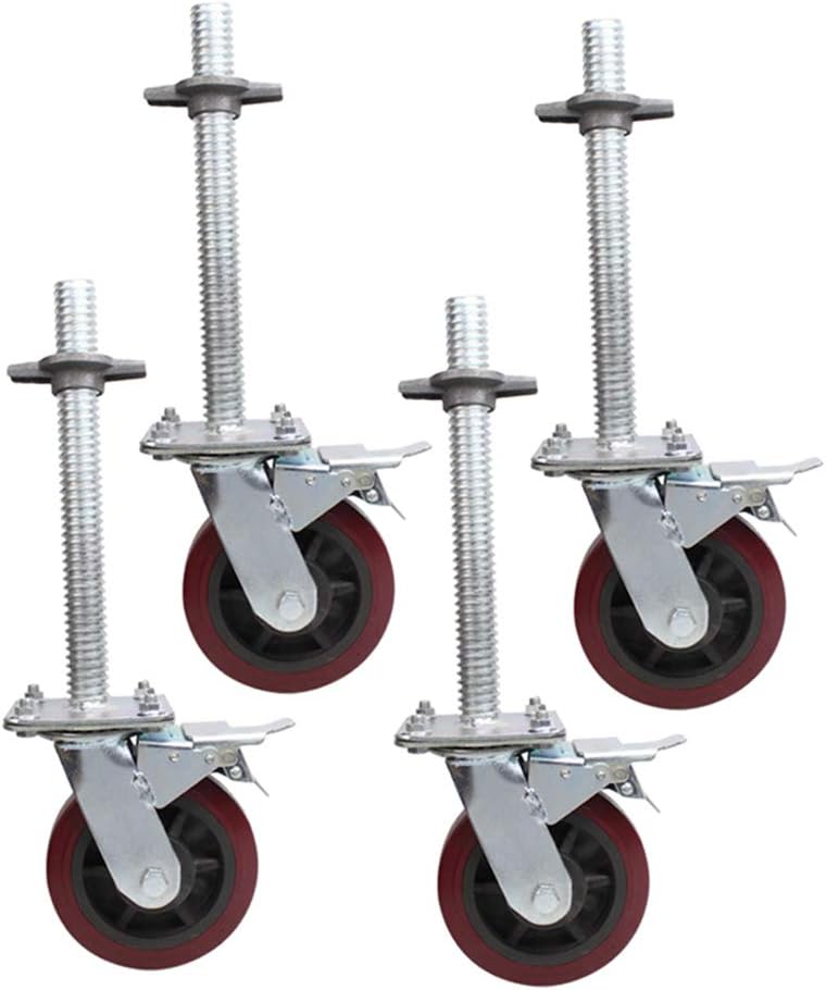 Casters Mobile Scaffolding Wheel Steering Wheel Movable Shelf Screw 6 Inch Pulley Base Base Universal Wheel with Brakes(Polyurethane Wheels)