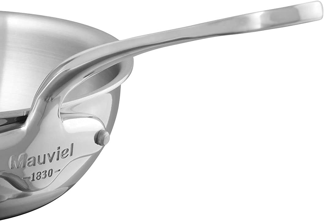 Mauviel M'Cook 5-Ply Polished Stainless Steel Chef Pan With Cast Stainless Steel Handle, 1.1-qt, Made In France
