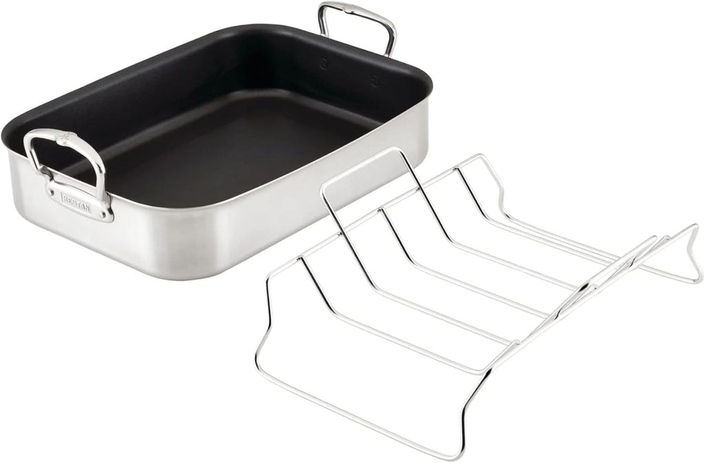 Hestan Provisions – 16.5' Classic Clad Nonstick Roasting Pan with Stainless Steel Rack