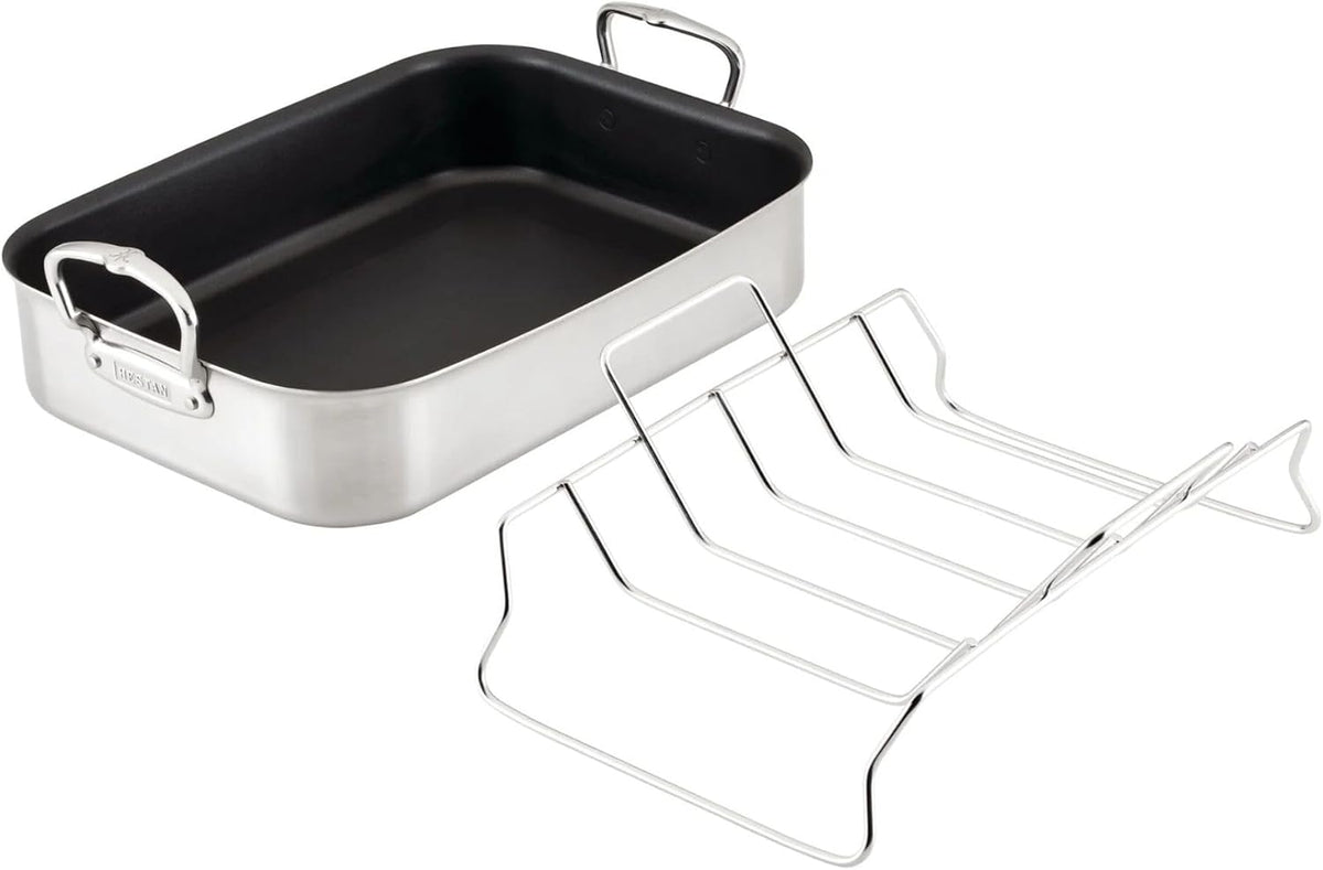 Hestan Provisions – 16.5' Classic Clad Nonstick Roasting Pan with Stainless Steel Rack