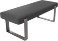 VANT Upholstered Bed Bench - Vintage Leather Grey Pewter - Brushed Nickel - Contemporary Modern, Bedroom Bench Seat, Hallway, or Entryway