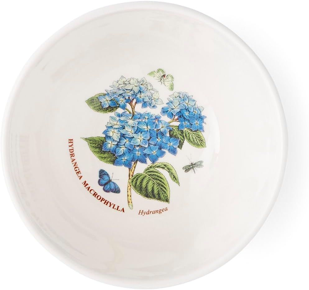Portmerion Botanic Garden Meadow - 5' Round Stacking Bowl (Set of 6) | Assorted Florals with Colorful Laurel Leaf Border| Earthenware | Microwave & Dishwasher Safe | Home & Restaurant for Daily Use