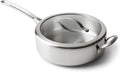 GreenPan X Food 52 Five-Two Essentials, Tri-Ply Stainless Steel 4QT Everyday Saute Pan with Lid, PFAS-Free, Multi Clad, Induction, Dishwasher Safe, Oven Safe, Silver