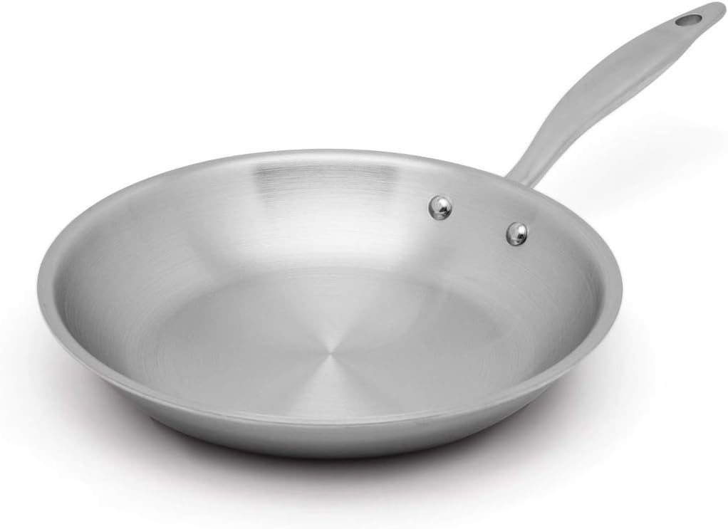Heritage Steel 10.5 Inch Fry Pan | Made In USA | Titanium Series | 316Ti Skillet with Stay Cool Handle | Fully Clad Stainless Steel Pan with 5-Ply Construction | Induction Ready & Non Toxic
