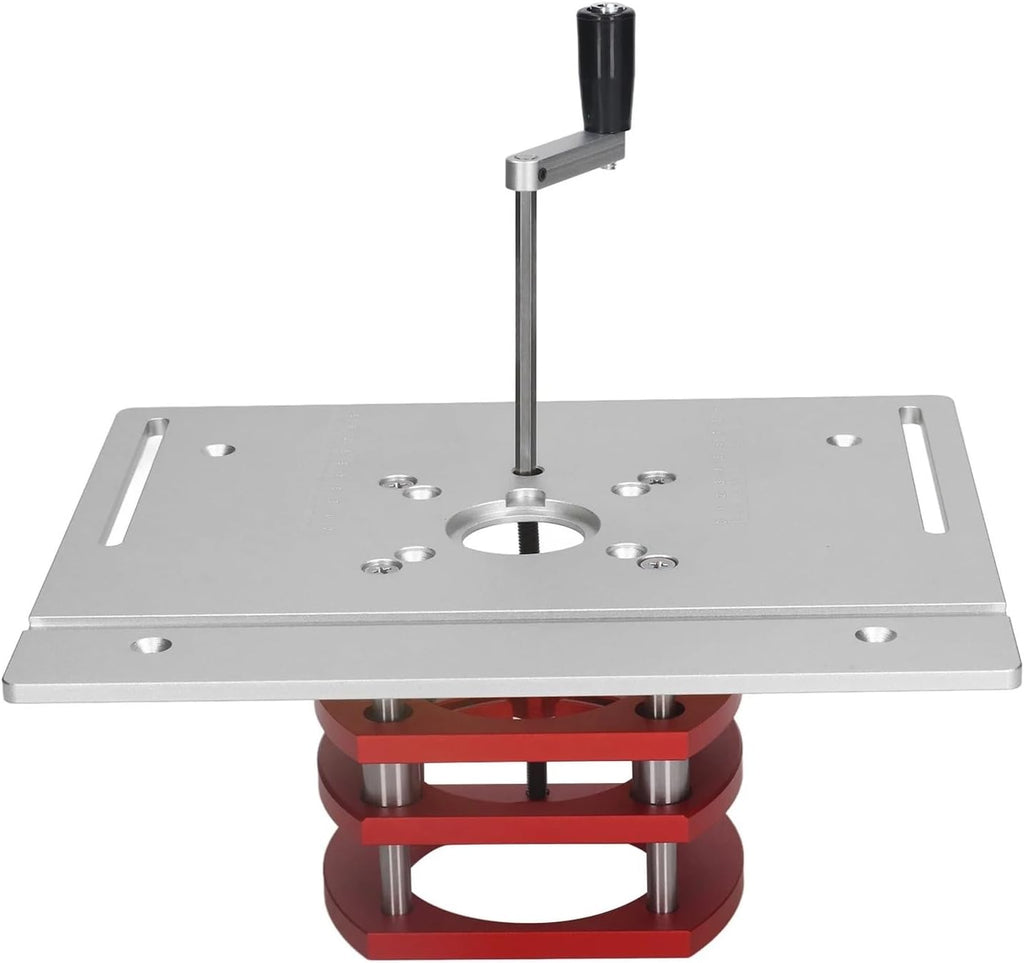 Woodworking Router Lift Kit Manual Lifting Router Lift System Kit Router Table Insert Base Plate(Silver)