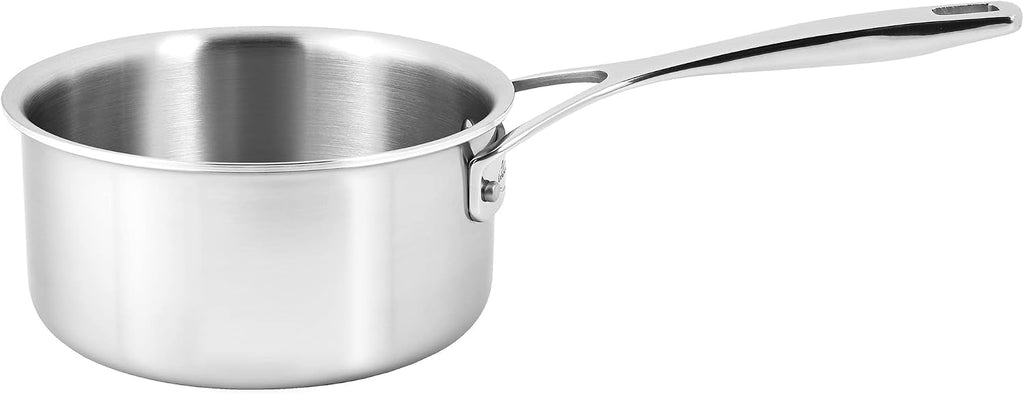 Demeyere Essential 5-ply, 18/10 Stainless Steel, Stay Cool Handle, Oven Safe, Compatible with all Cooktops, Perfect Pour Edge, 1.5-qt Saucepan with Perfect Fit Lid