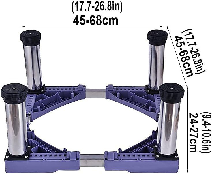 Multi-Functional Adjustable Base Refrigerator Holder Bracket Moisture Proof Length/Width 45-68cm Stent Washing Machine Base Stand Universal Rack Wine Cooler - 400kg (4legs 24