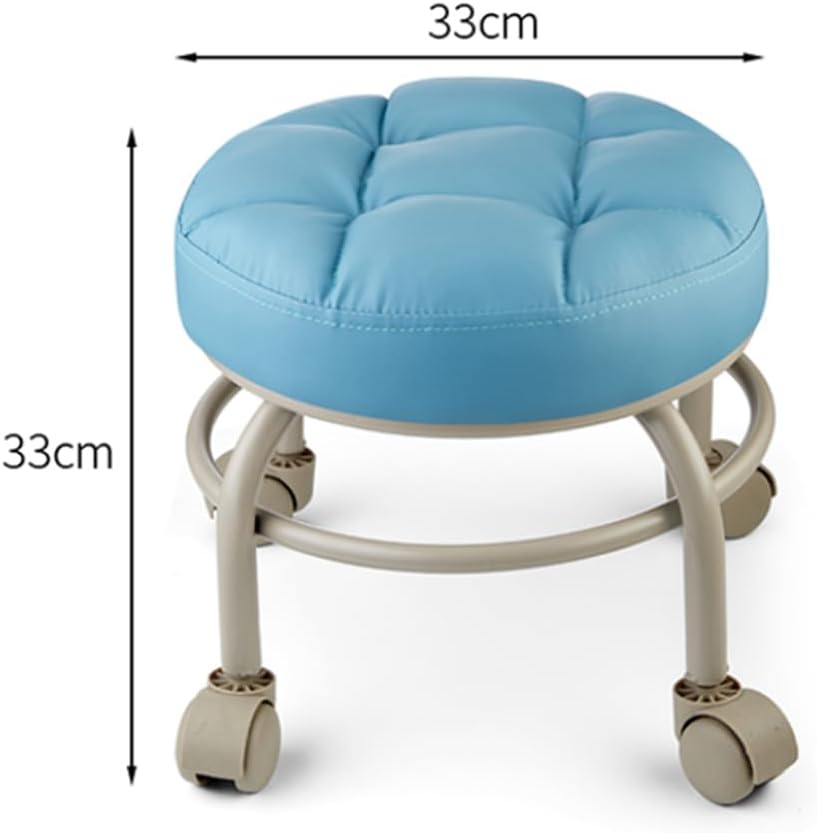 Heavy-Duty Low Roller Stool with 360° Swivel Wheels, 660-lb Load Capacity, Low-Height Short Rolling Stool Seat, PU Leather Small Mechanic Chair, Rolling Stools for Garage, Shop, Libra Green