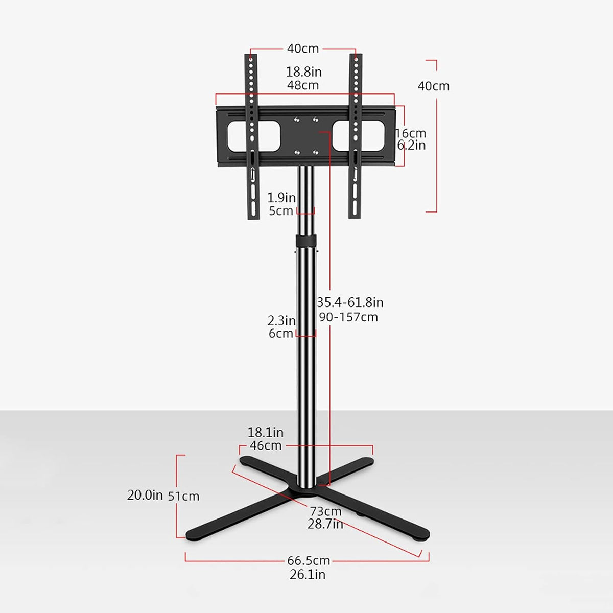 Universal TV Stand TV Stand Base Floor TV Stand Mount Universal TV Stand Height Adjustable, Tilt, Swivel TV Mount for 32 to 50 Inch Flat Screen TVs，Max VESA 400X400mm Holds 110lbs Tv Stand Mount