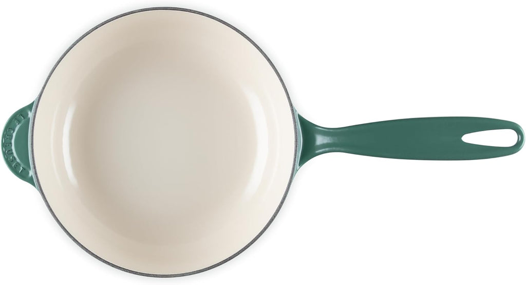 Le Creuset Enameled Cast Iron Holly Collection Saucier, 2.25 qt., Artichaut with Gold Knob