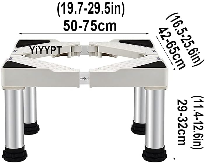 Adjustable Washing Machine Base Multi-Functional Ajustable Base Stand Washing Machine Stand Length 50-75cm Dryer Stand Universal Base Fridge Stand Height 29-32cm for cookers d