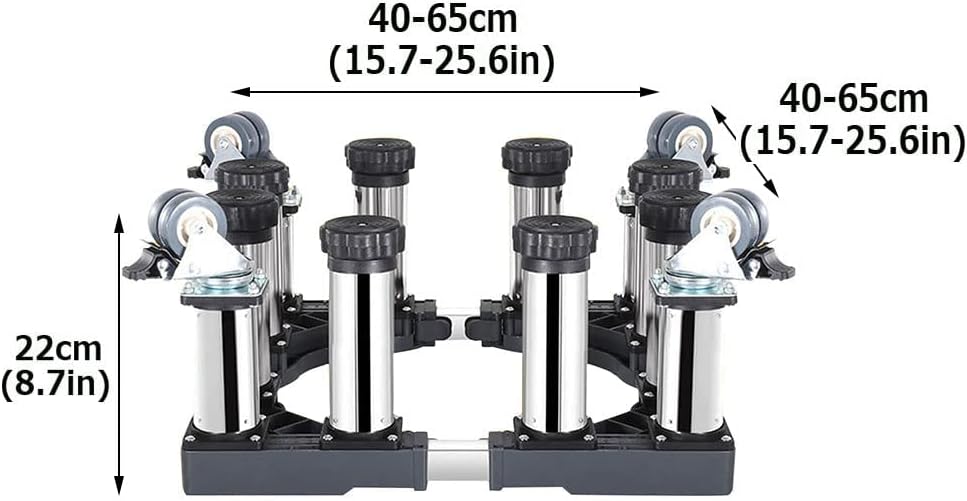 Adjustable Washing Machine Base Heavy Duty Washing Machine Base with Wheels Multifunctional Mobile Base Stand Fridges zers Trolley Universal Dryer Base Bracket 45-65cm MOV