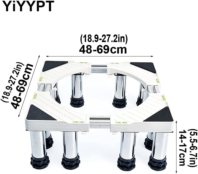 Multi-Functional Washing Machine Base Adjustable Base Refrigerator Stand Height 14-17cm Fridge zer Stand Universal Base for Dryer, Dishwasher Length/Width 48-69cm (12 Leg