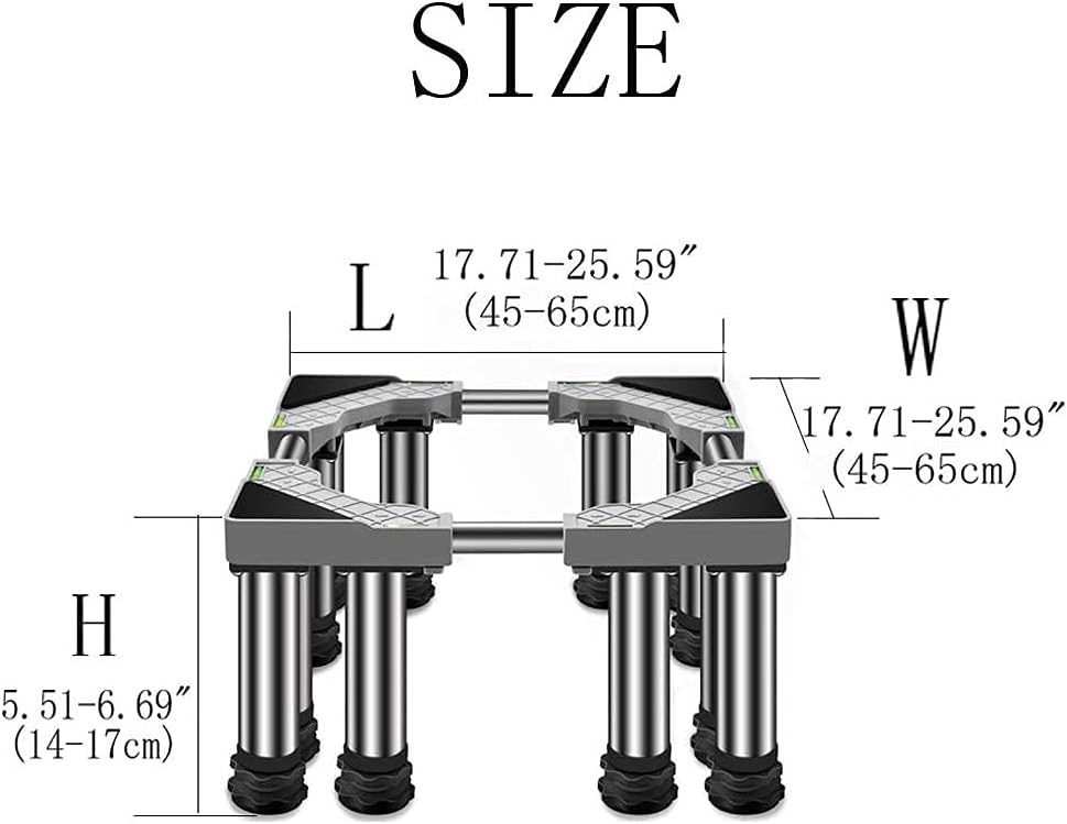 Washing Machine Base Stand Height 14-17cm Universal Pedestal with 4/8/12 Legs Adjustable Fridge Stand Length/Width 45-65cm Dishwasher Base Durable for Vertical Air Conditioner