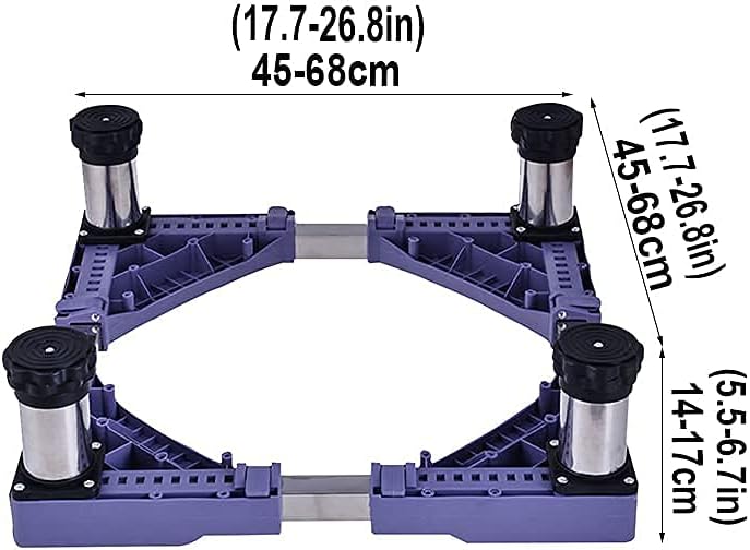 Multi-Functional Adjustable Base Refrigerator Holder Bracket Moisture Proof Length/Width 45-68cm Stent Washing Machine Base Stand Universal Rack Wine Cooler - 400kg (4legs 14
