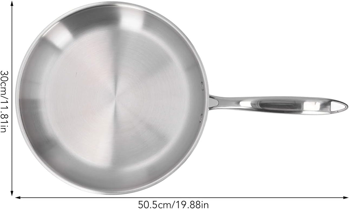 Stainless Steel Frying Pan - 3 Layers Stainless Steel Skillet for Omelette Cooking Professional Grade Pans for Cooking (Silver-28cm