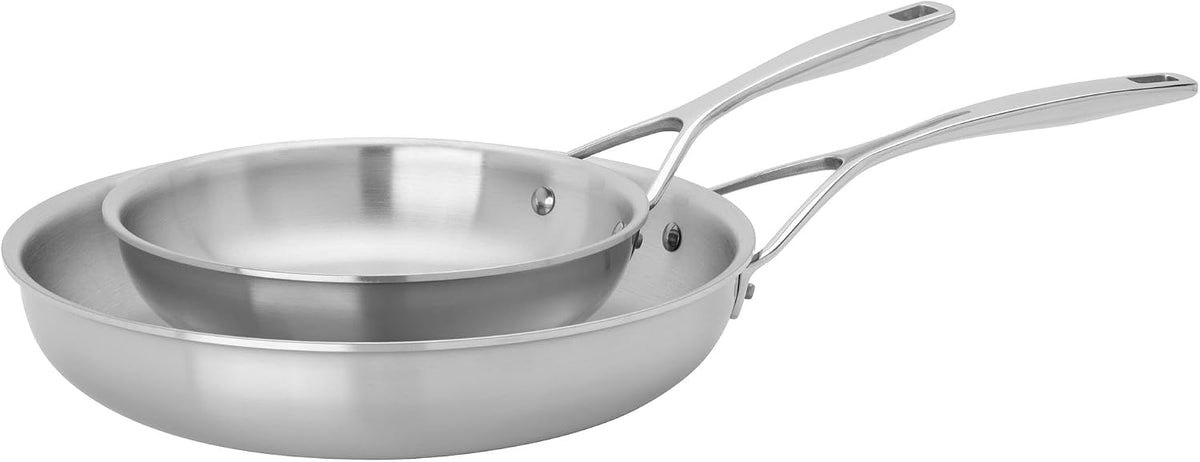 Demeyere Essential 5-ply 2-pc Stainless Steel Fry Pan Set, 8' and 11', Compatible on all Stovetops, Made in Belgium
