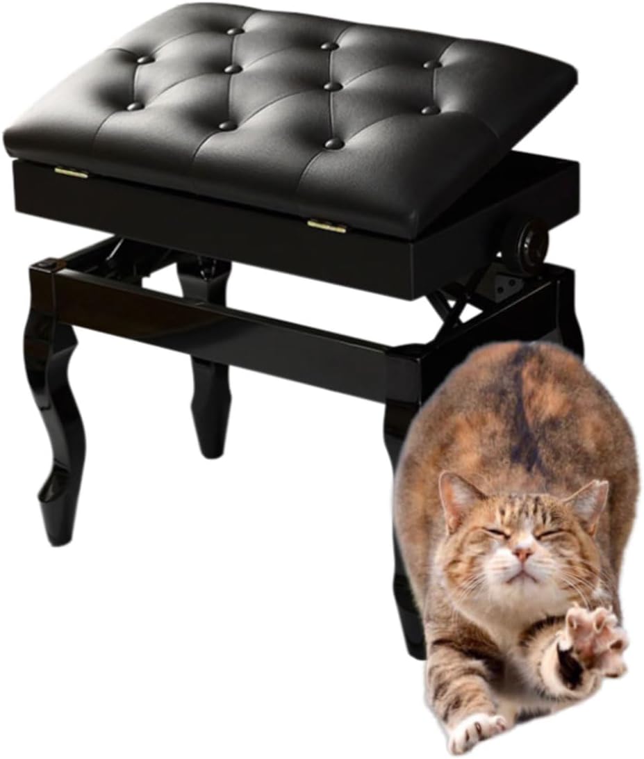 Piano Bench with Storage Piano Accessories Piano Bench Adjustable Height Vanity Stool Duet Piano Bench Black Length 56cm*Width 34cm