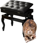 Piano Bench with Storage Piano Accessories Piano Bench Adjustable Height Vanity Stool Duet Piano Bench Black Length 56cm*Width 34cm