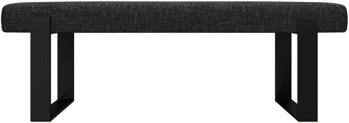 VANT Upholstered Bed Bench - Weave Prestige - Matte Black - Contemporary Modern, Bedroom Bench Seat, Hallway, or Entryway