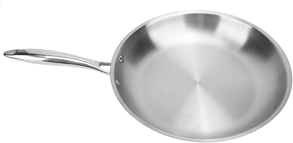 30 x 5cm Stainless Steel Fry Pan 3 Layers Induction Steak Kitchen tensils Composite Bottom Arc Long Handle Stainless Steel pan(