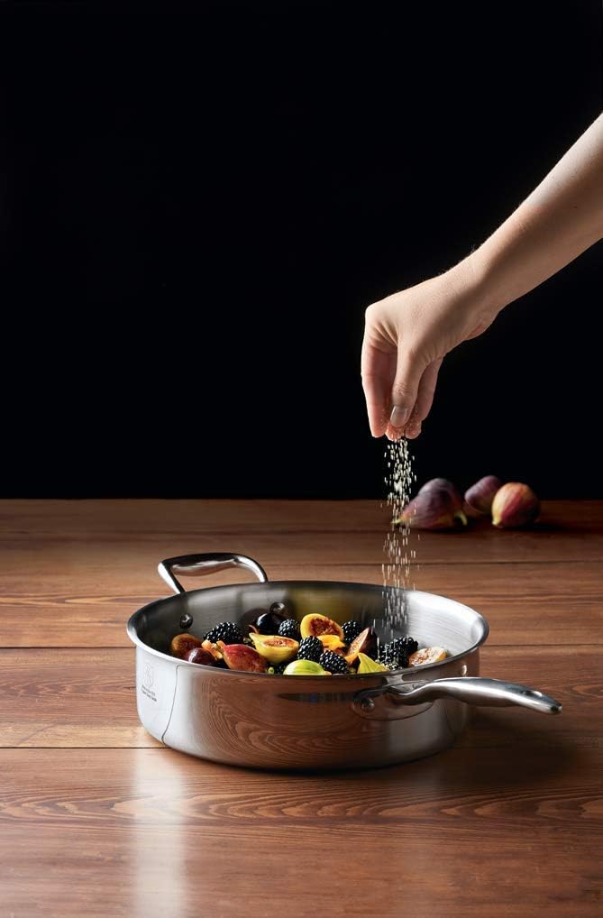 Heritage Steel 4 Quart Sauté Pan with Lid - Titanium Strengthened 316Ti Stainless Steel with 5-Ply Construction - Induction-Ready and Fully Clad, Made in USA
