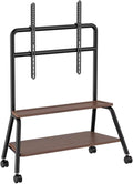 50-90IN Mobile Tv Stand on Wheels Cold-Rolled Steel Monitor Stand Double-Layer Storage Adjustable Height Tv Cart Free Movement Easy Installation for Bedroom, Living Room, Office(Black)