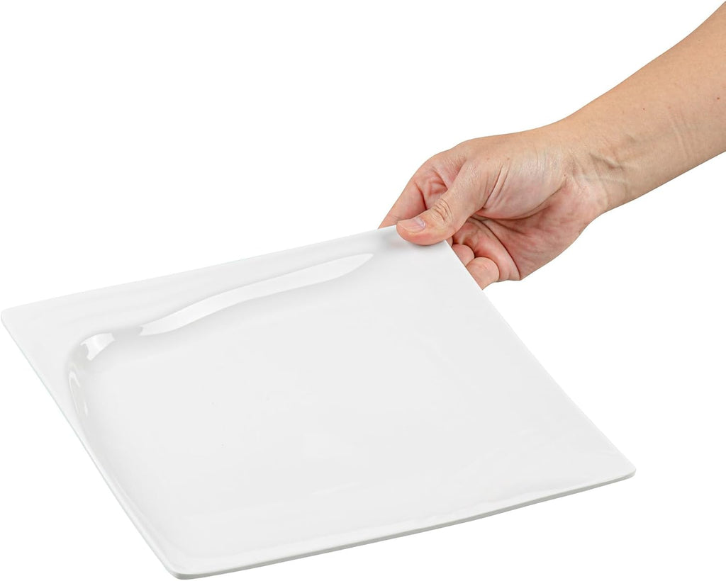 Restaurantware Voga 10 x 10 Inch Serving Plates 10 Square Pasta Plates - Premium Top-Rack DIshwashable White Melamine Serving Platters Serve Appetizers Or Desserts For All Occasions