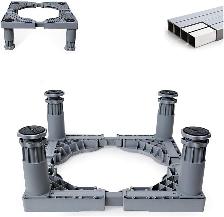 Adjustable Washing Machine Base Upgraded Washing Machine Stand Universal Appliance Base Bracket Heightening Fridge Stand Roller Adjustable Holder 47.5-63cm 4/8/12 Feet Anti-Vi