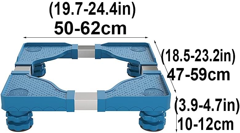 Washing Machine Base Universal Adjustable Refrigerator Holder Bracket Length 50-62cm Width 47-59cm Washer Pedestals & Frames Stent for Dishwasher ice Maker (Blue)