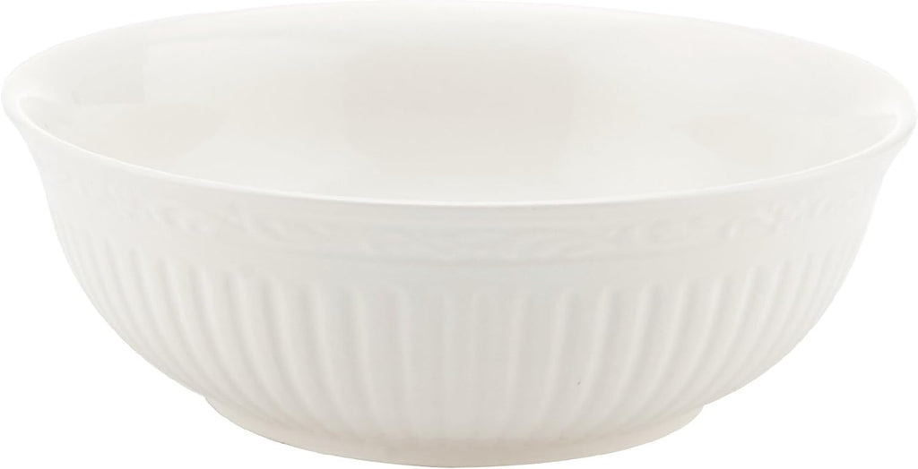 Mikasa Italian Countryside 16-Piece Dinnerware Set - Classic White Porcelain with Fluted Bands, Service for 4 - Dinner Plates, Salad Plates, Bowls, and Mugs, Microwave & Dishwasher Safe