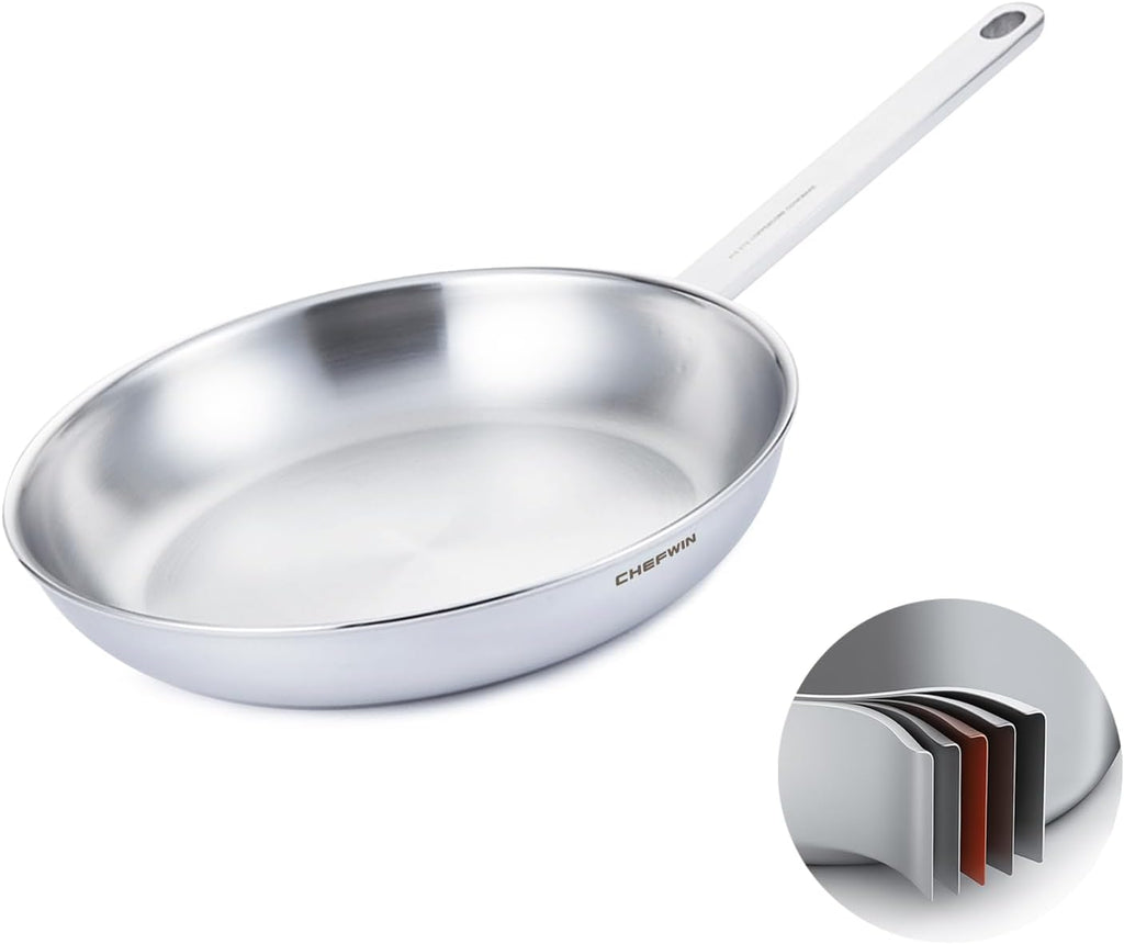 11 Inch Skillet Frying Pan 316 Stainless Steel Copper core 5-Ply Induction compatible Dishwasher & Oven Safe