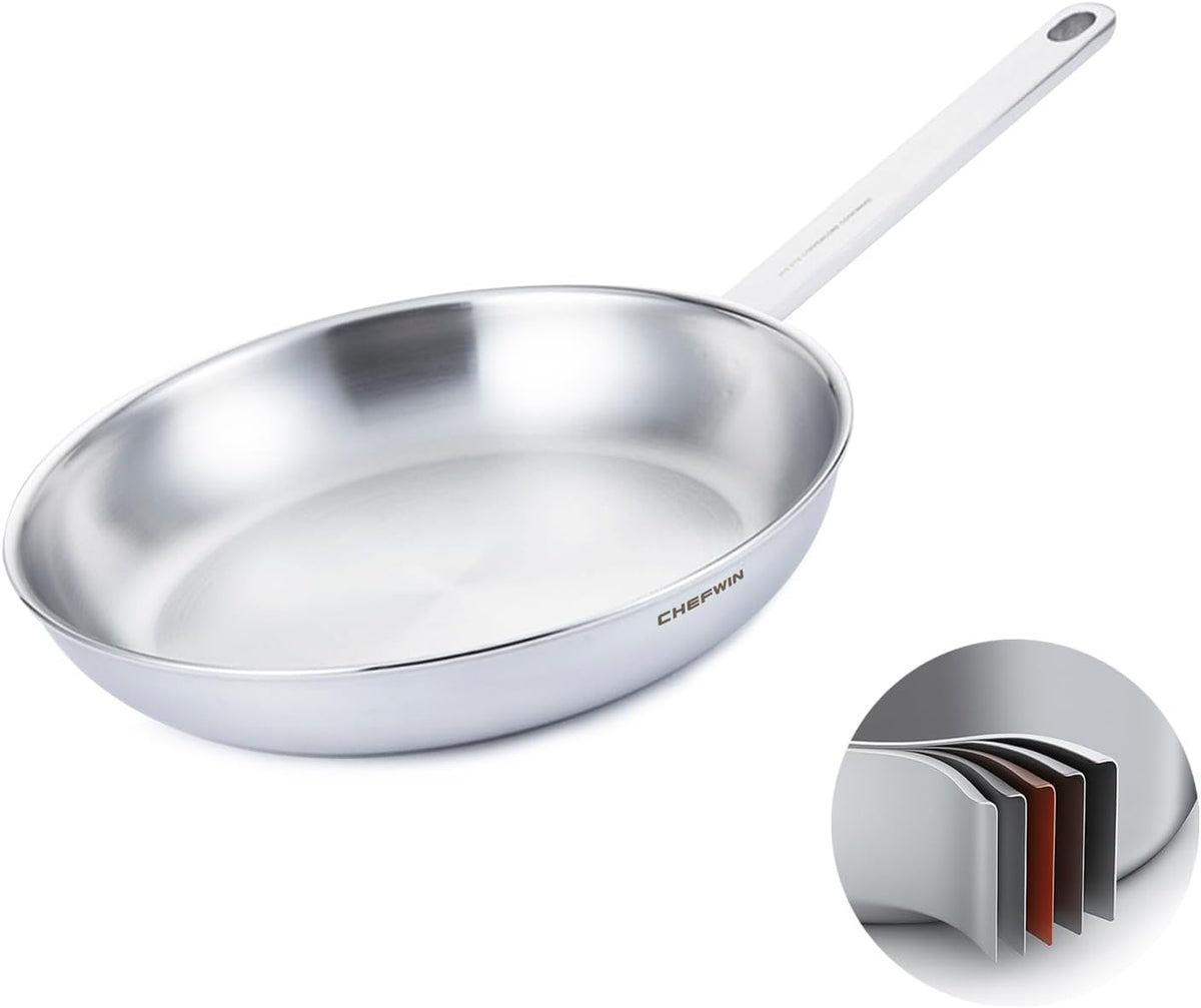 11 Inch Skillet Frying Pan 316 Stainless Steel Copper core 5-Ply Induction compatible Dishwasher & Oven Safe