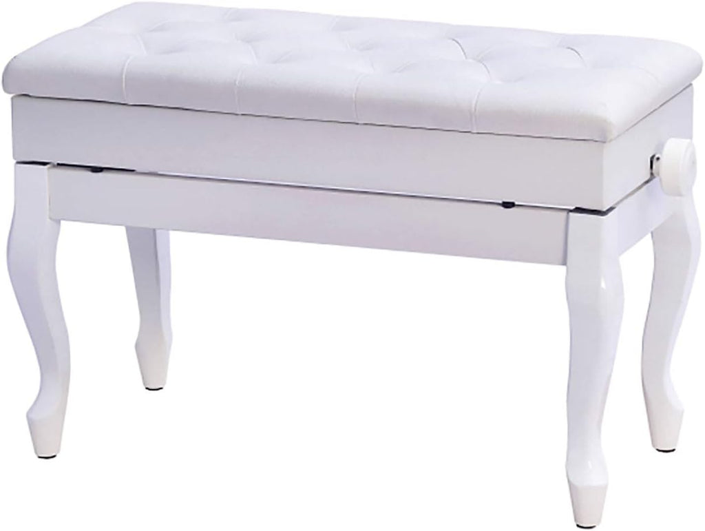 Vanity Bench,Piano Stool Height Adjustable Piano Bench Comfortable Leather Keyboard Stool with High Resilience Sponge Cushion and Storage Compartment for Music Books (White，White