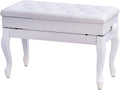 Vanity Bench,Piano Stool Height Adjustable Piano Bench Comfortable Leather Keyboard Stool with High Resilience Sponge Cushion and Storage Compartment for Music Books (White，White