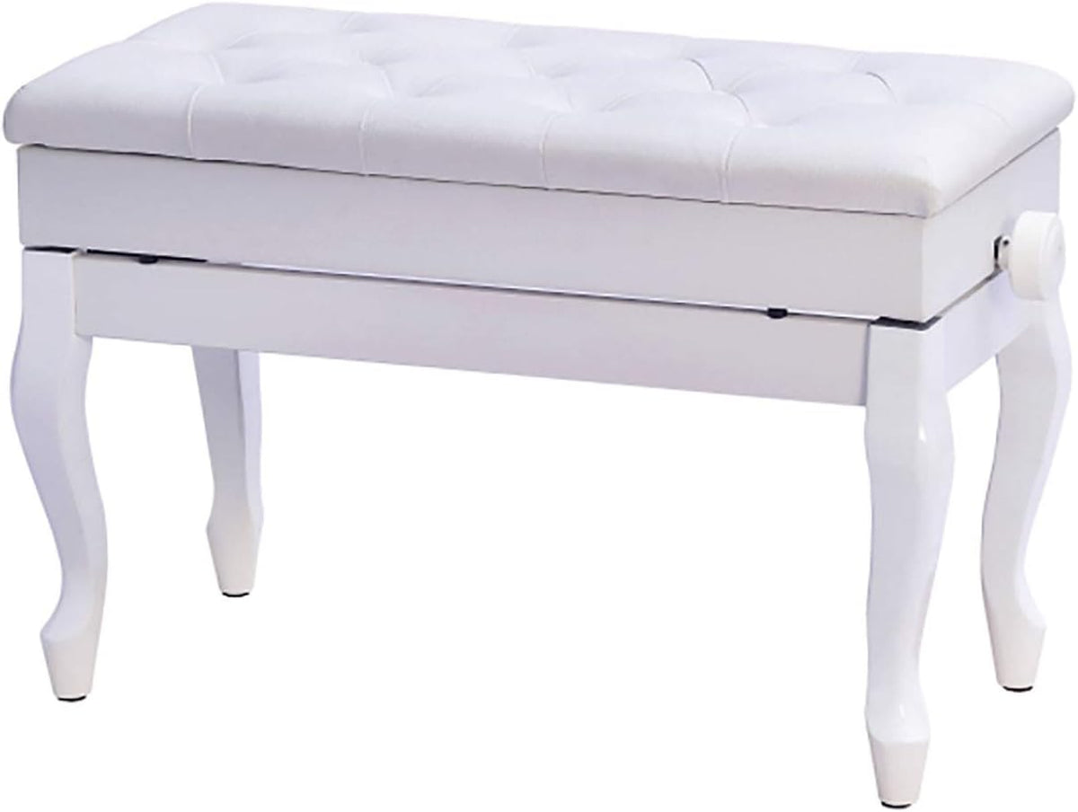 Vanity Bench,Piano Stool Height Adjustable Piano Bench Comfortable Leather Keyboard Stool with High Resilience Sponge Cushion and Storage Compartment for Music Books (White，White