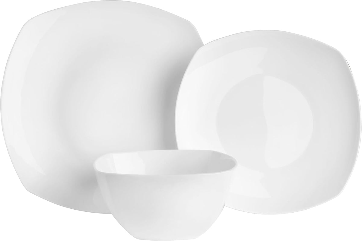 Everyday White by Fitz and Floyd Nevaeh Soft Square 12 Piece Dinnerware Set, Service for 4