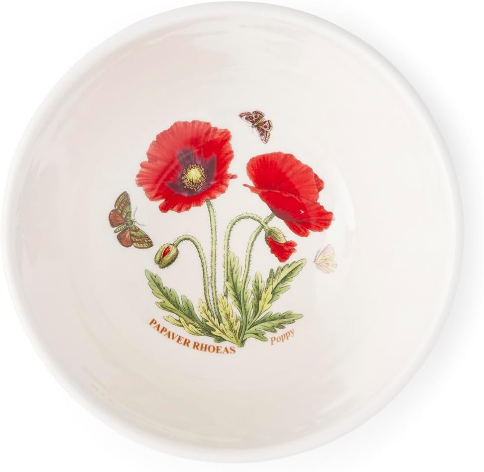 Portmerion Botanic Garden Meadow - 5' Round Stacking Bowl (Set of 6) | Assorted Florals with Colorful Laurel Leaf Border| Earthenware | Microwave & Dishwasher Safe | Home & Restaurant for Daily Use