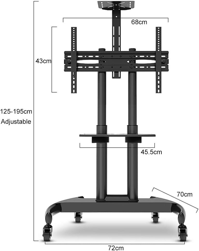 Tv Stands Mobile with Mount Bracket and Wheels, Height Adjustable Universal Tv Cart for 32 to 70 Inch Flat Panel Screens - Black Beautiful Scenery