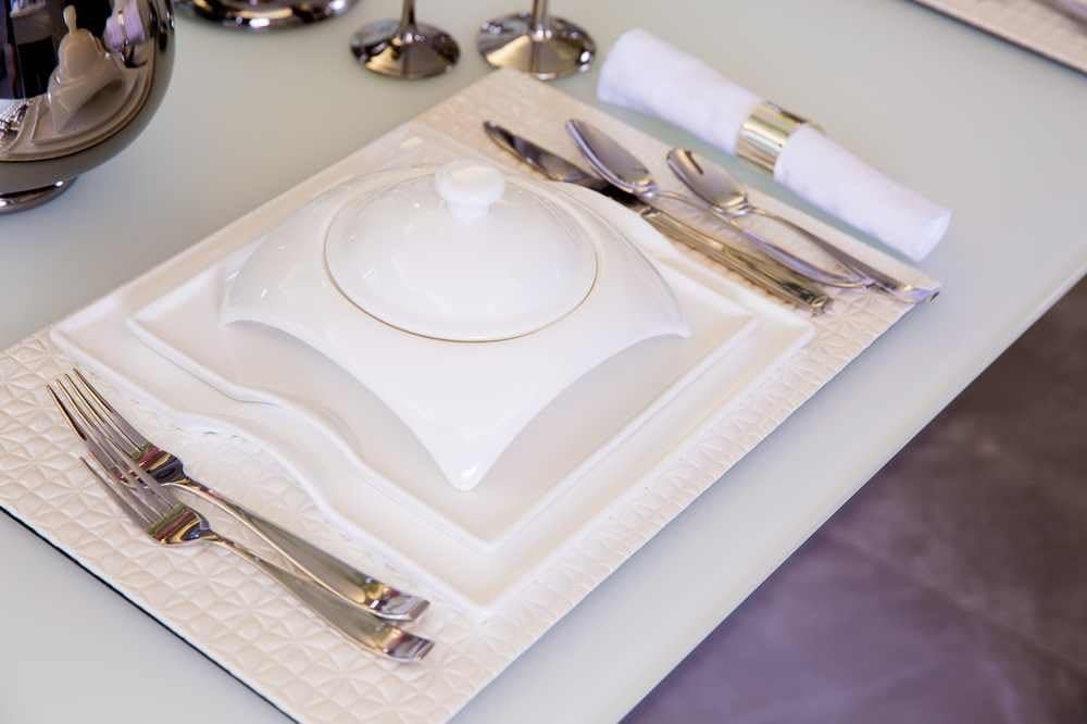 Little White Dish 20 Piece Porcelain Dinnerware Set White Square - Designer Dishware - Dinner Plates, Salad Plates, Soup Bowls, Teacups and Saucers - Service for 4
