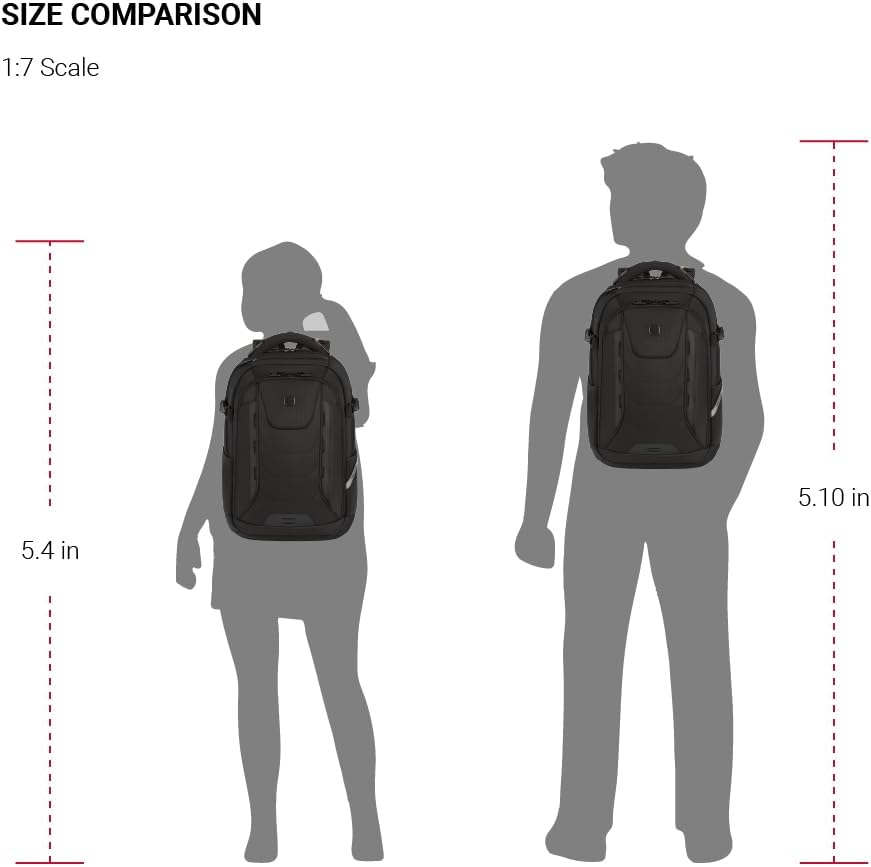 SwissGear Travel Tech Pro Laptop Backpack – Fits Laptops up to 16' – ScanSmart TSA-Friendly Backpack with Multiple Organizer Pockets – Black