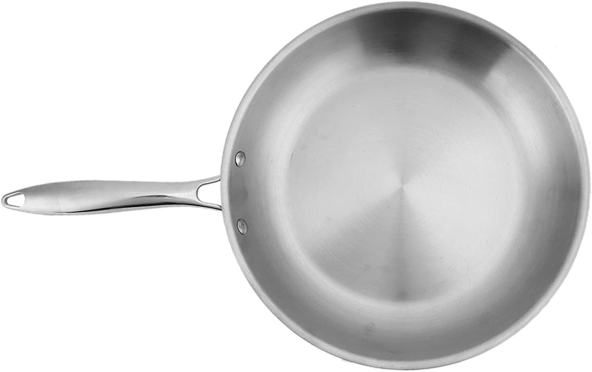 30 x 5cm Stainless Steel Fry Pan 3 Layers Induction Steak Kitchen tensils Composite Bottom Arc Long Handle Stainless Steel pan(