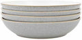Denby - Elements Light Grey Pasta Bowls Set of 4 - Dishwasher Microwave Safe Crockery 1050ml 22cm - Pale Grey, White Ceramic Stoneware Tableware - Chip & Crack Resistant
