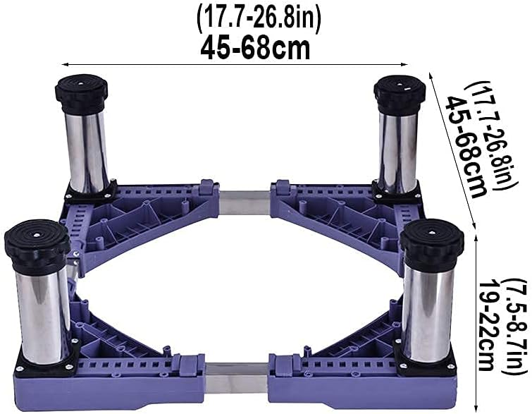 Multi-Functional Adjustable Base Refrigerator Holder Bracket Moisture Proof Length/Width 45-68cm Stent Washing Machine Base Stand Universal Rack Wine Cooler - 400kg (4legs 19