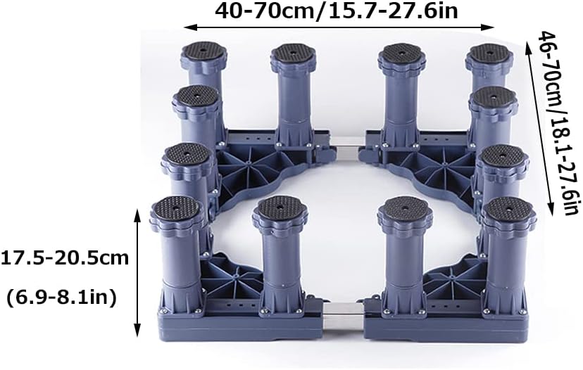Adjustable Washing Machine Base Upgraded Washing Machine Stand Universal Fridge Base Stand Retactable Furniture Base Bracket Adjustable 40-70cm Stand Heavy Machines Stand 4/8/