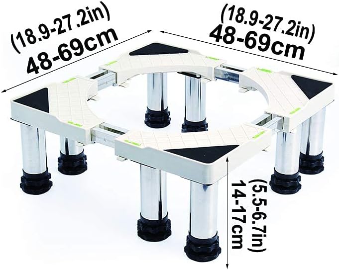 Adjustable Washing Machine Base Washing Machine Stand with 8 Legs Universal Holder for Dryer Length: 50-62cm Appliance Rollers Base Bracket Floor Trays for Refrigerator, Cooke