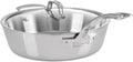 Viking Contemporary 3-Ply Deep Frying Pan with Glass Lid, 4.8 Quart Stainless Steel Saute Cooking Pot, Dishwasher and Oven Safe, Induction Ready, Silver