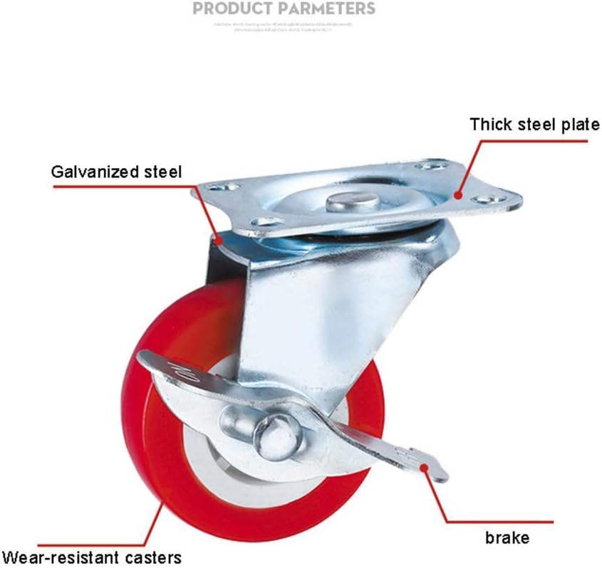 1.5' Swivel Casters with Universal Brake Silent 2' Wheels (50mm 50kg) for Garden Pot Base Scaffold Transport Mobility Solutions