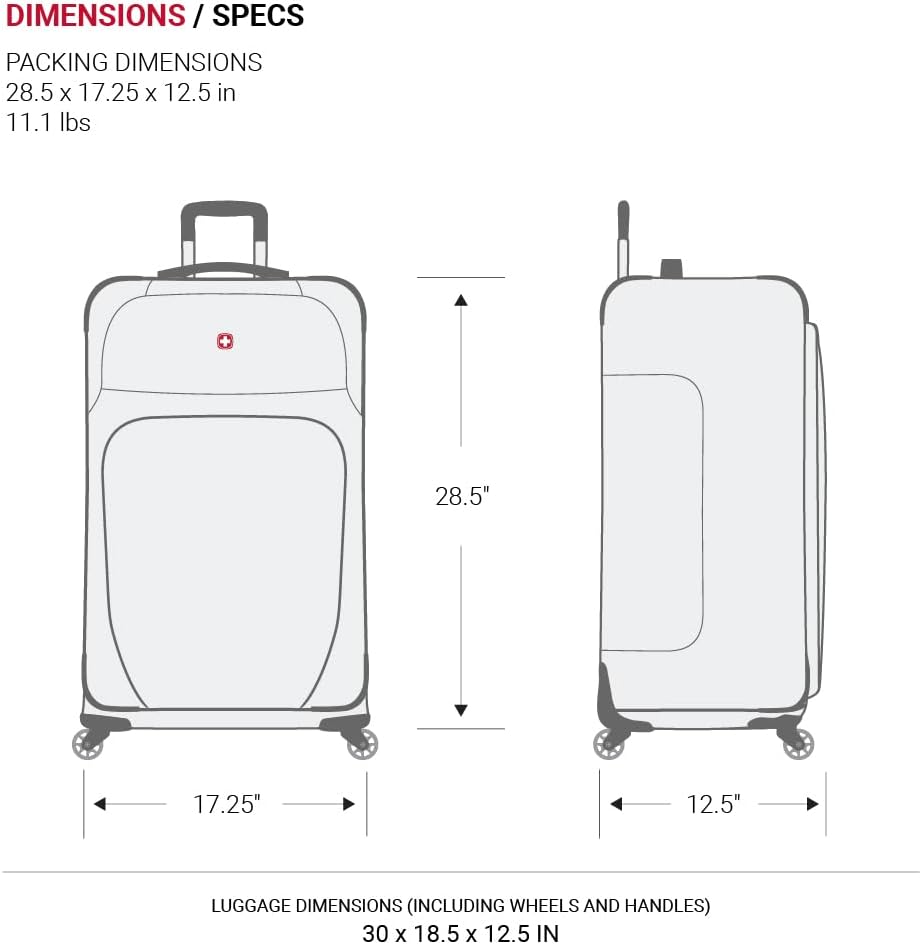 SWISSGEAR Sion Softside Expandable Spinner Luggage Durable Lightweight Travel Suitcase, Evergreen, Checked-Large